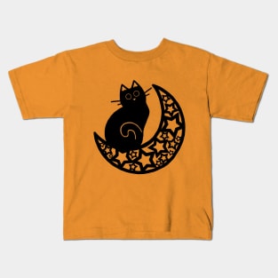 Lunar Cat on the Moon Kids T-Shirt